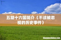 不该被忽视的历史事件 五胡十六国简介