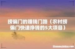 农村捞偏门快速挣钱的5大项目 捞偏门的赚钱门路