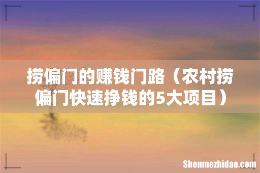 农村捞偏门快速挣钱的5大项目 捞偏门的赚钱门路