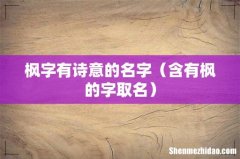 含有枫的字取名 枫字有诗意的名字