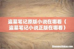 盗墓笔记小说正版在哪看 盗墓笔记原版小说在哪看