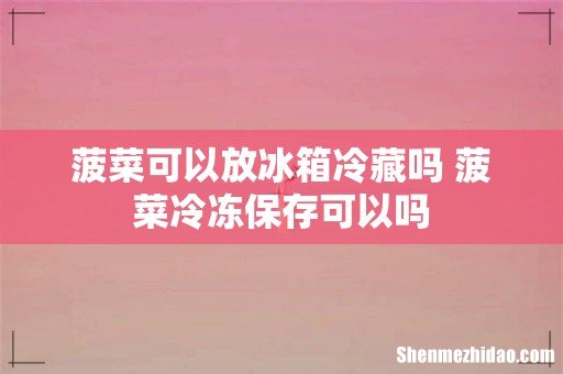 菠菜可以放冰箱冷藏吗 菠菜冷冻保存可以吗