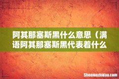 满语阿其那塞斯黑代表着什么 阿其那塞斯黑什么意思