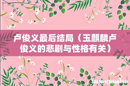 玉麒麟卢俊义的悲剧与性格有关 卢俊义最后结局