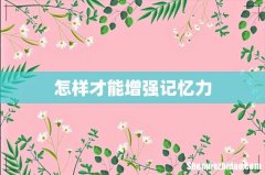 怎样才能增强记忆力
