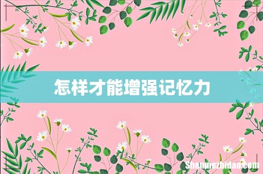 怎样才能增强记忆力