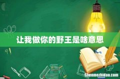 让我做你的野王是啥意思