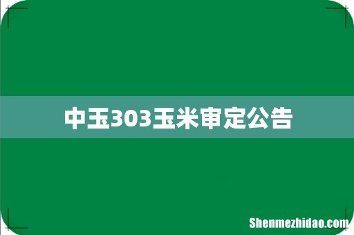 中玉303玉米审定公告