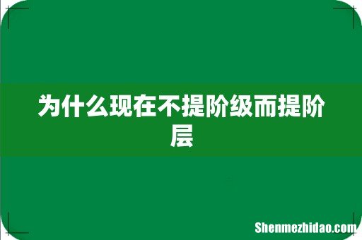 为什么现在不提阶级而提阶层