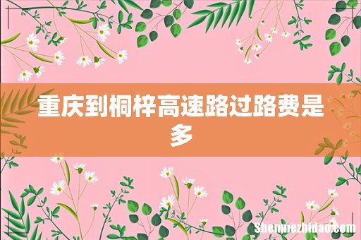 重庆到桐梓高速路过路费是多