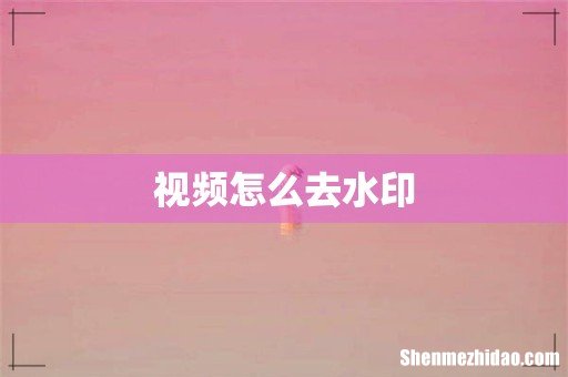 视频怎么去水印
