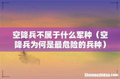 空降兵为何是最危险的兵种 空降兵不属于什么军种