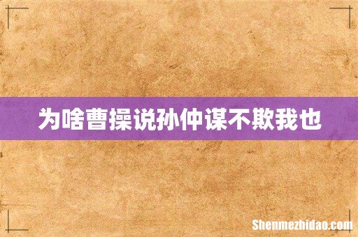 为啥曹操说孙仲谋不欺我也