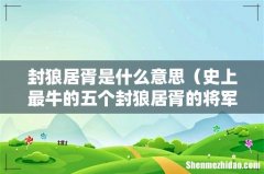 史上最牛的五个封狼居胥的将军 封狼居胥是什么意思