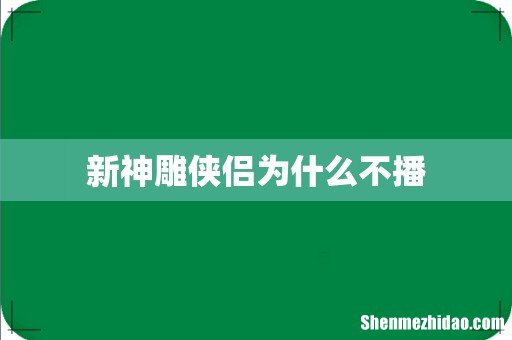 新神雕侠侣为什么不播