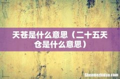 二十五天仓是什么意思 天苍是什么意思