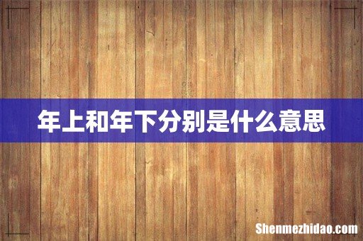 年上和年下分别是什么意思