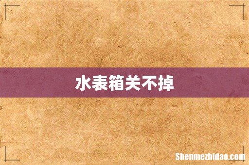 水表箱关不掉