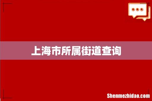 上海市所属街道查询