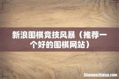 推荐一个好的围棋网站 新浪围棋竞技风暴