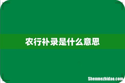 农行补录是什么意思
