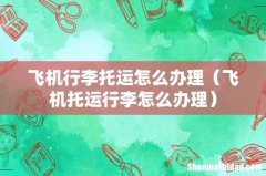 飞机托运行李怎么办理 飞机行李托运怎么办理