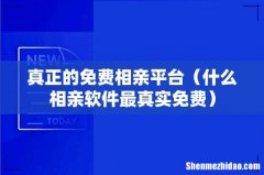 什么相亲软件最真实免费 真正的免费相亲平台