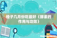 酵素的作用与功效 橙子几月份吃最好