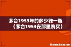 茅台1953在那里购买 茅台1953年的多少钱一瓶