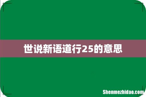 世说新语道行25的意思
