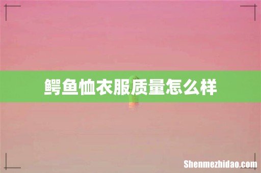 鳄鱼恤衣服质量怎么样