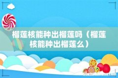 榴莲核能种出榴莲么 榴莲核能种出榴莲吗