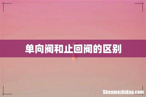 单向阀和止回阀的区别