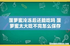 菠萝蜜冷冻后还能吃吗 菠萝蜜太大吃不完怎么保存