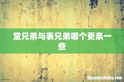 堂兄弟与表兄弟哪个更亲一些