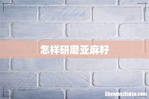 怎样研磨亚麻籽