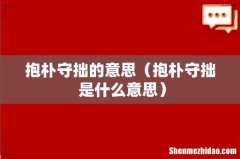 抱朴守拙 是什么意思 抱朴守拙的意思