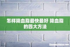 怎样降血脂最快最好 降血脂的四大方法