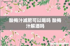 酸梅汁减肥可以喝吗 酸梅汁解酒吗