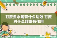 甘蔗煮水喝有什么功效 甘蔗对什么咳嗽有作用