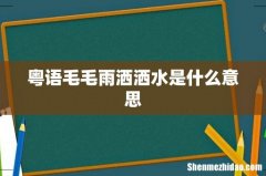 粤语毛毛雨洒洒水是什么意思