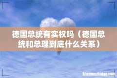 德国总统和总理到底什么关系 德国总统有实权吗