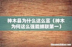 神木为何这么强能蝉联第一 神木县为什么这么富