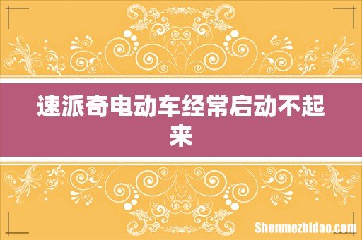 速派奇电动车经常启动不起来