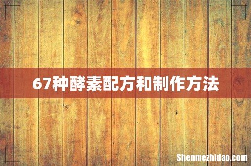 67种酵素配方和制作方法