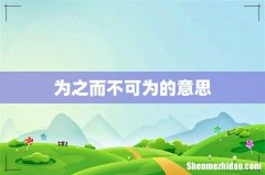 为之而不可为的意思
