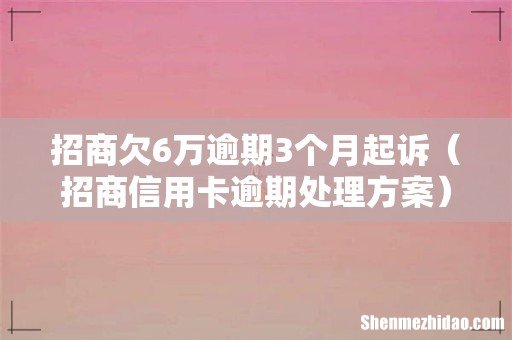 招商信用卡逾期处理方案 招商欠6万逾期3个月起诉