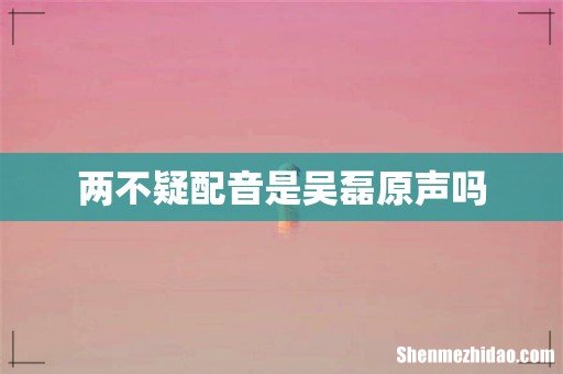 两不疑配音是吴磊原声吗