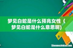 梦见白蛇是什么预兆女性（梦见白蛇是什么意思啊)