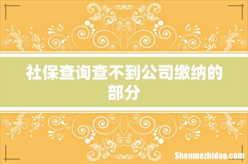 社保查询查不到公司缴纳的部分